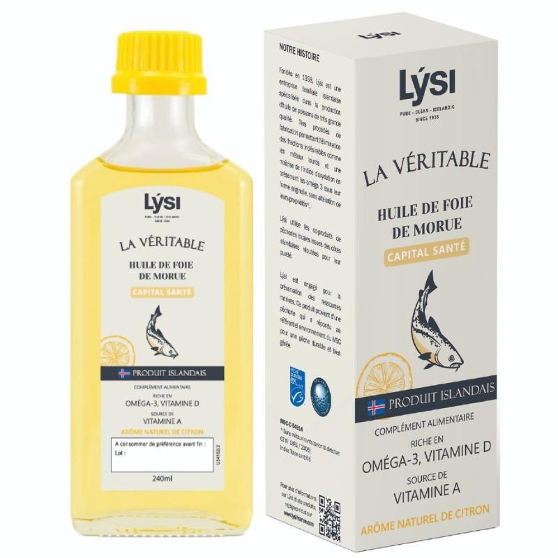 Huile de foie de morue Goût Citron Omega 3 240 ml de Lysi