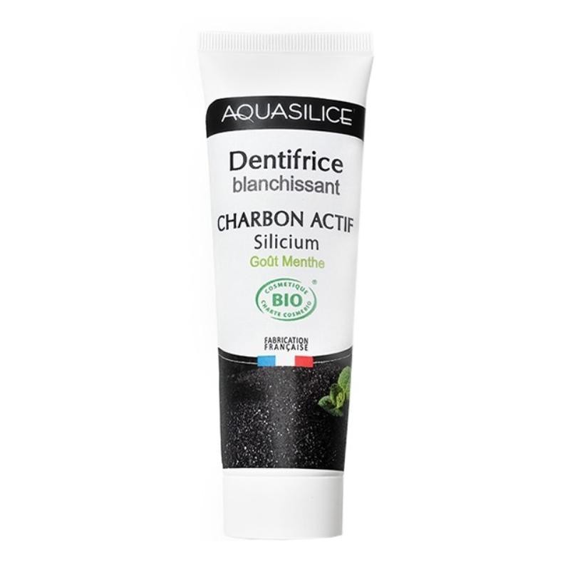 Dentifrice blanchissant au charbon actif Aquasilice pour dents blanches et soin des gencives