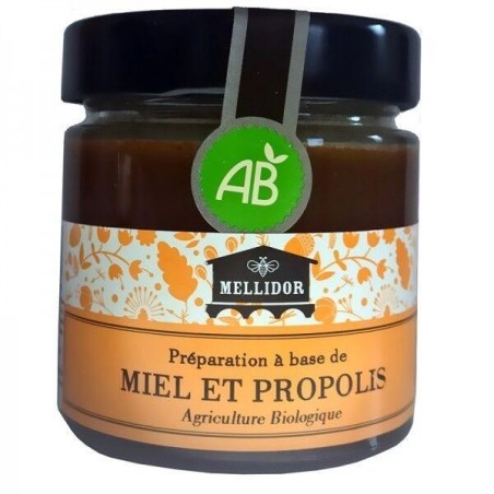 Mélange Miel bio et Propolis bio sans alcool - 220 g