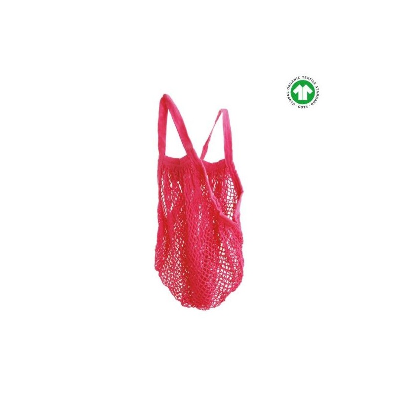 Sac filet à provisions coton  Framboise