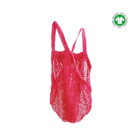 Sac filet à provisions coton  Framboise