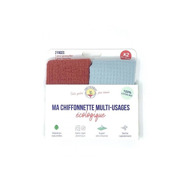 Chiffonettes 2 faces multi-usages 24 x 24 cm Coton 100%